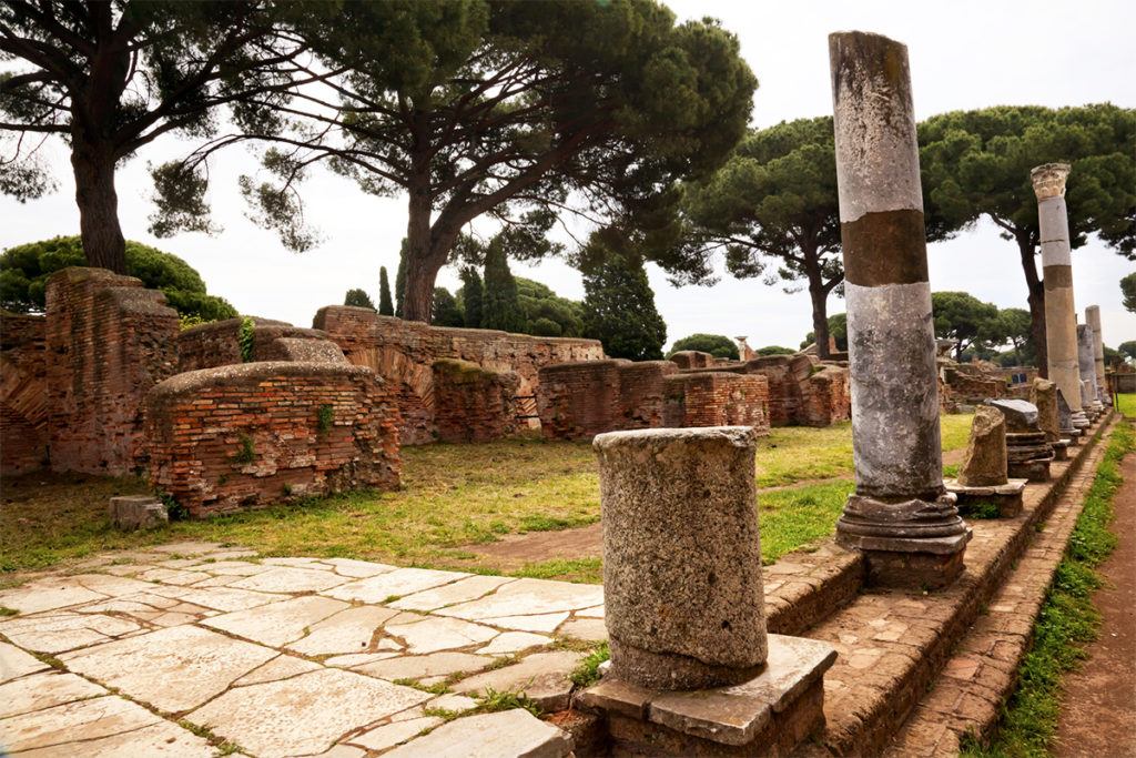 Ancient Roman Street Columns Ostia Antica Ruins Rome Italy
Excavation of Ostia, ancient Roman port, next to airport.  Was port for Rome until 5th Century AD.